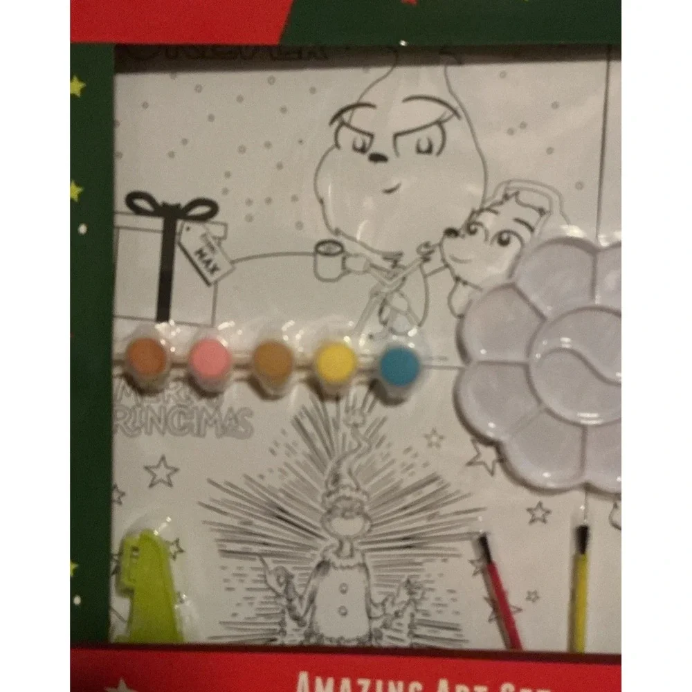 Dr. Suess The Grinch Amazing Art Set, 4 Canvases To Paint, New In Sealed‎ Box